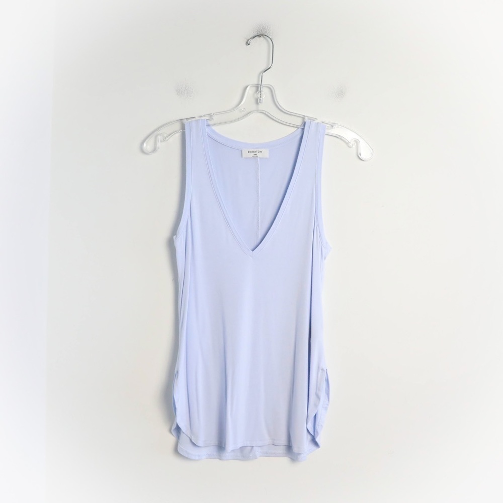 Babaton Aritzia pastel blue sleeveless top soft stretch XXS oversized V-neck